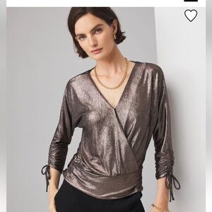 WHBM Metallic Surplice Top